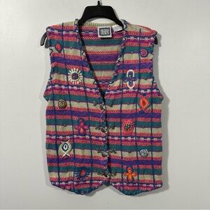 Vintage Sigrid Olsen Multicolor Knit Sweater Vest Size Large